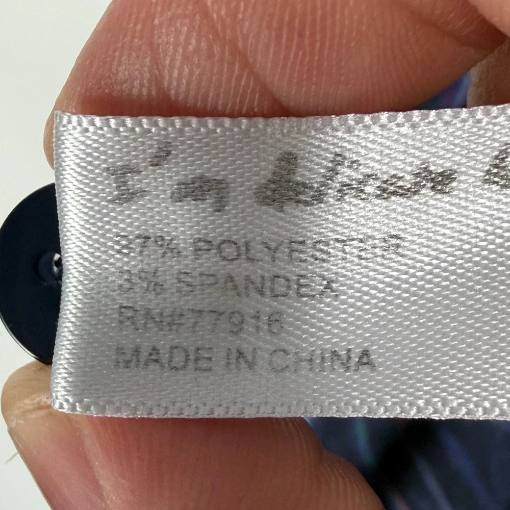 1 Like No Other Polo Shirt Men Medium Blue Striped Polyester Stretch Contrast